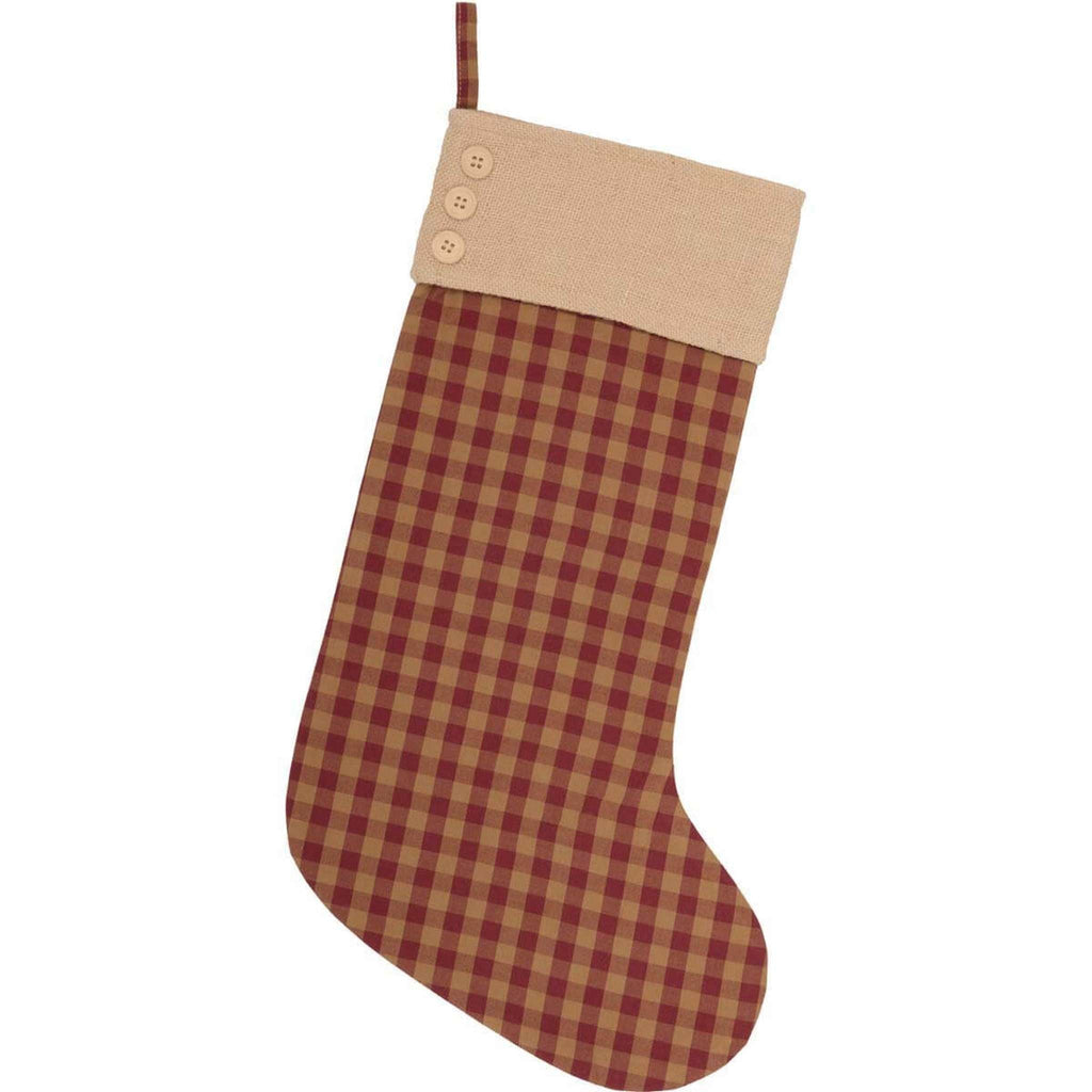 Burgundy Check Button Stocking Pitch A Stitch Plus