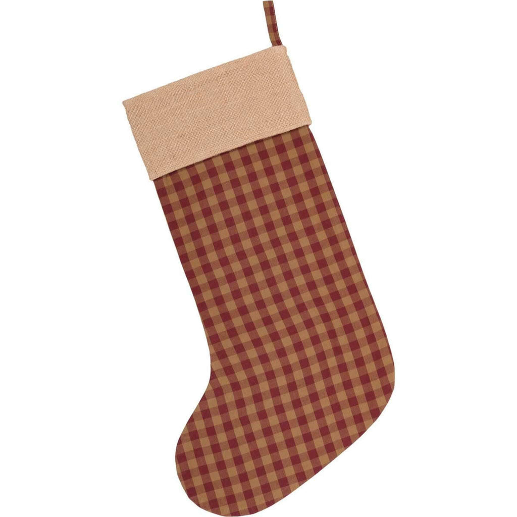 Burgundy Check Button Stocking Pitch A Stitch Plus