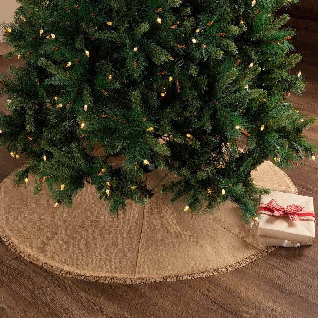 Festive Natural Burlap Tree Skirt Pitch A Stitch Plus