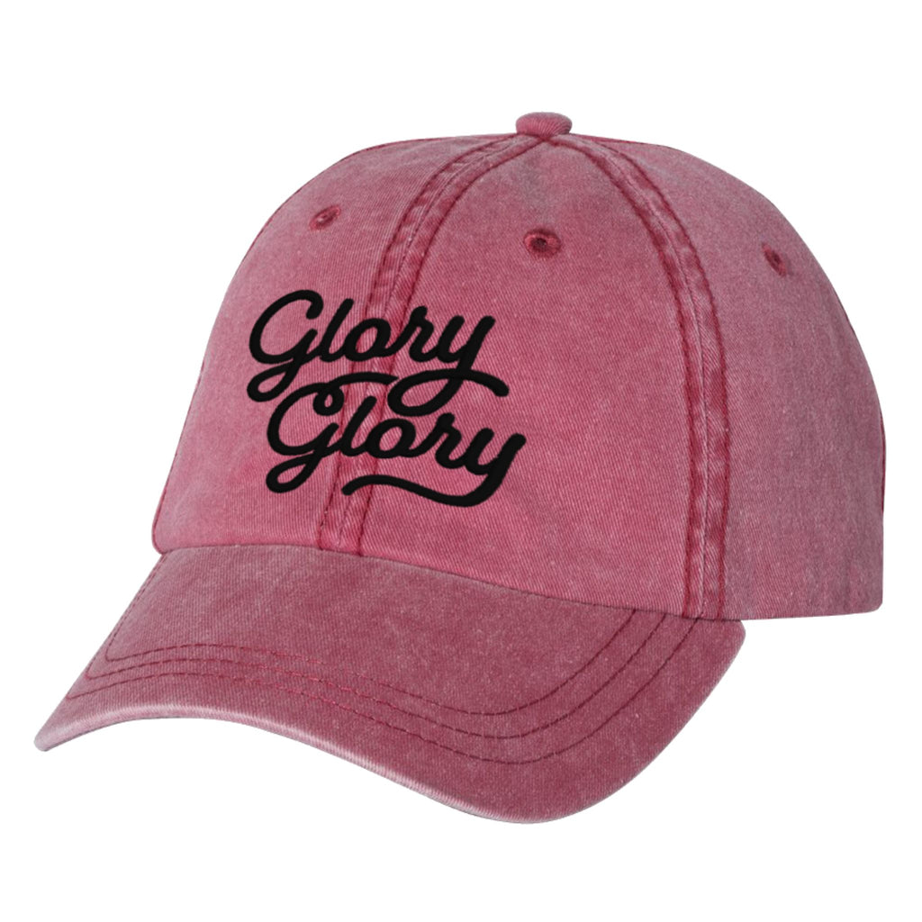 Glory Glory pigment dyed dad hat in red and black