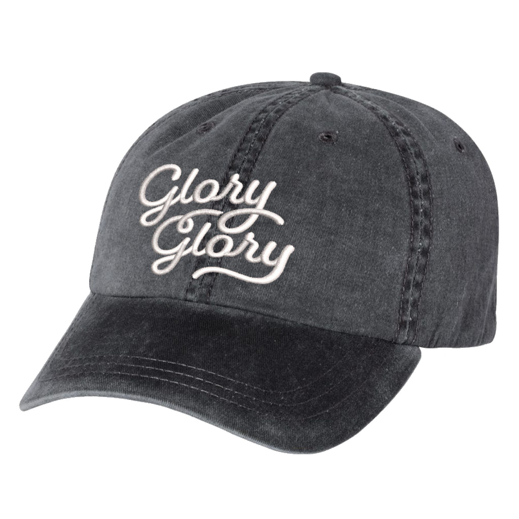 Glory Glory pigment dyed dad hat in black and white