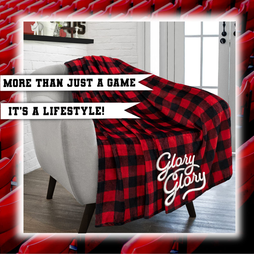 Glory Glory Red and Black Plaid Blanket Lifestyle Image