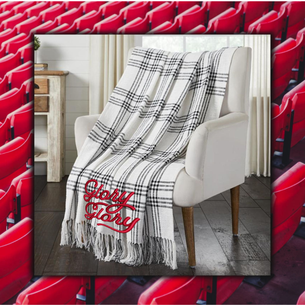 Glory Glory black and white plaid throw football stadium lifestyle image