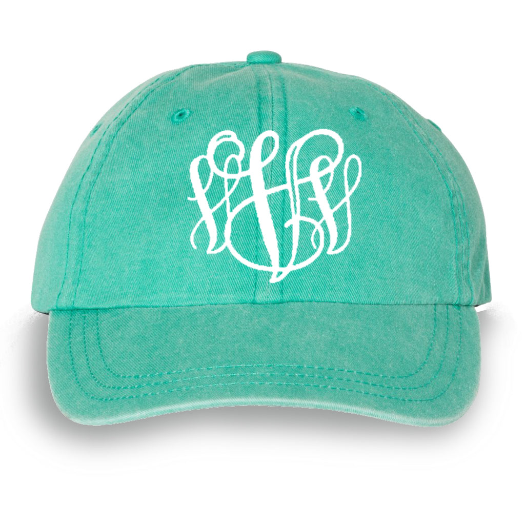 Monogram Baseball Hat: Seafoam/ Hot Pink Interlocking