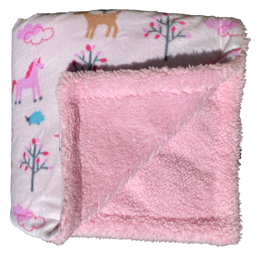 Luvable Friends Plush Blanket with Sherpa Back, Magical Forest Pitch A Stitch Plus