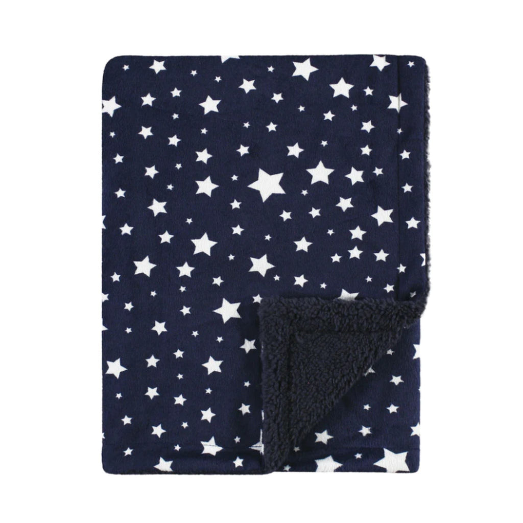 Navy Star Baby Blanket for embroidery or monogram by Hudson Baby Babyvision 