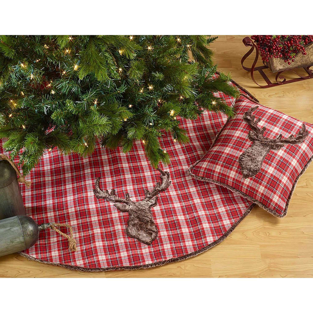 Plaid Faux Fur Reindeer Tree Skirt Pitch A Stitch Plus