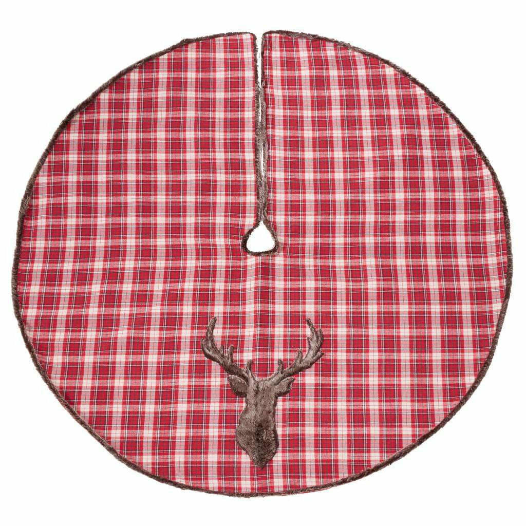 Plaid Faux Fur Reindeer Tree Skirt Pitch A Stitch Plus