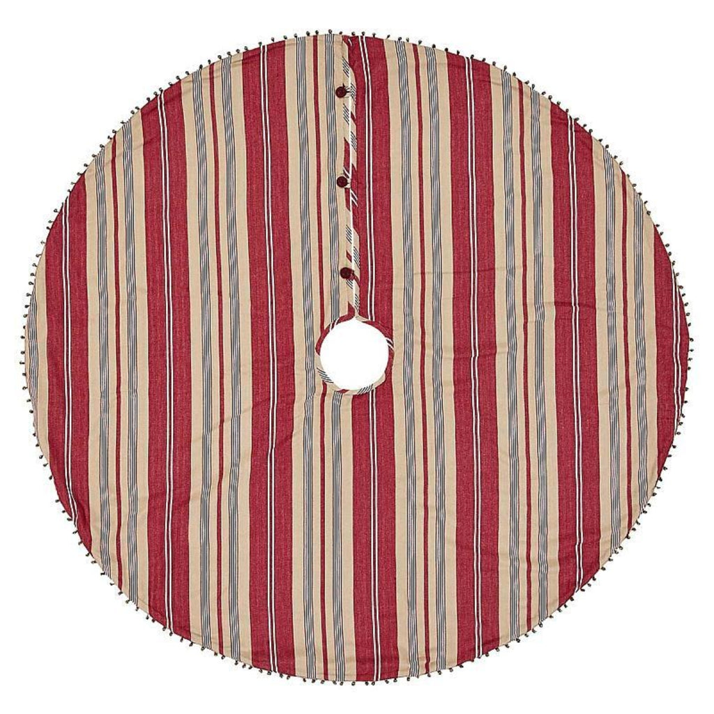 Vintage Stripe Christmas Tree Skirt  Full Front