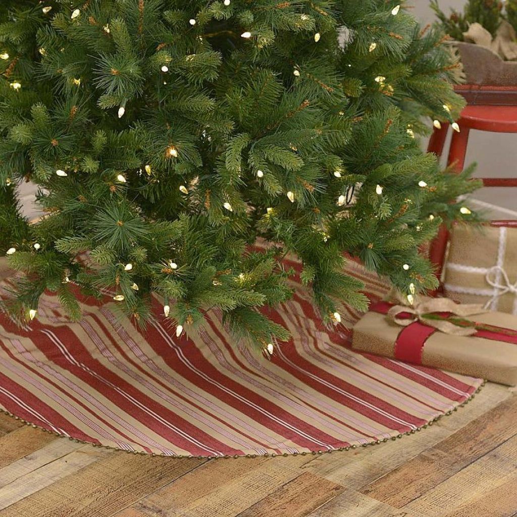 Vintage Stripe Christmas Tree Skirt Lifestyle photo